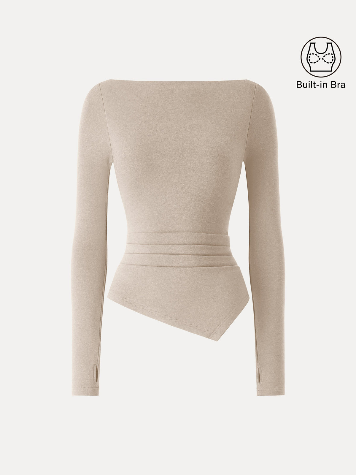 ProWarm Boatneck Side Tucks Asymmetrical Built-In Bra Top — original photo 17