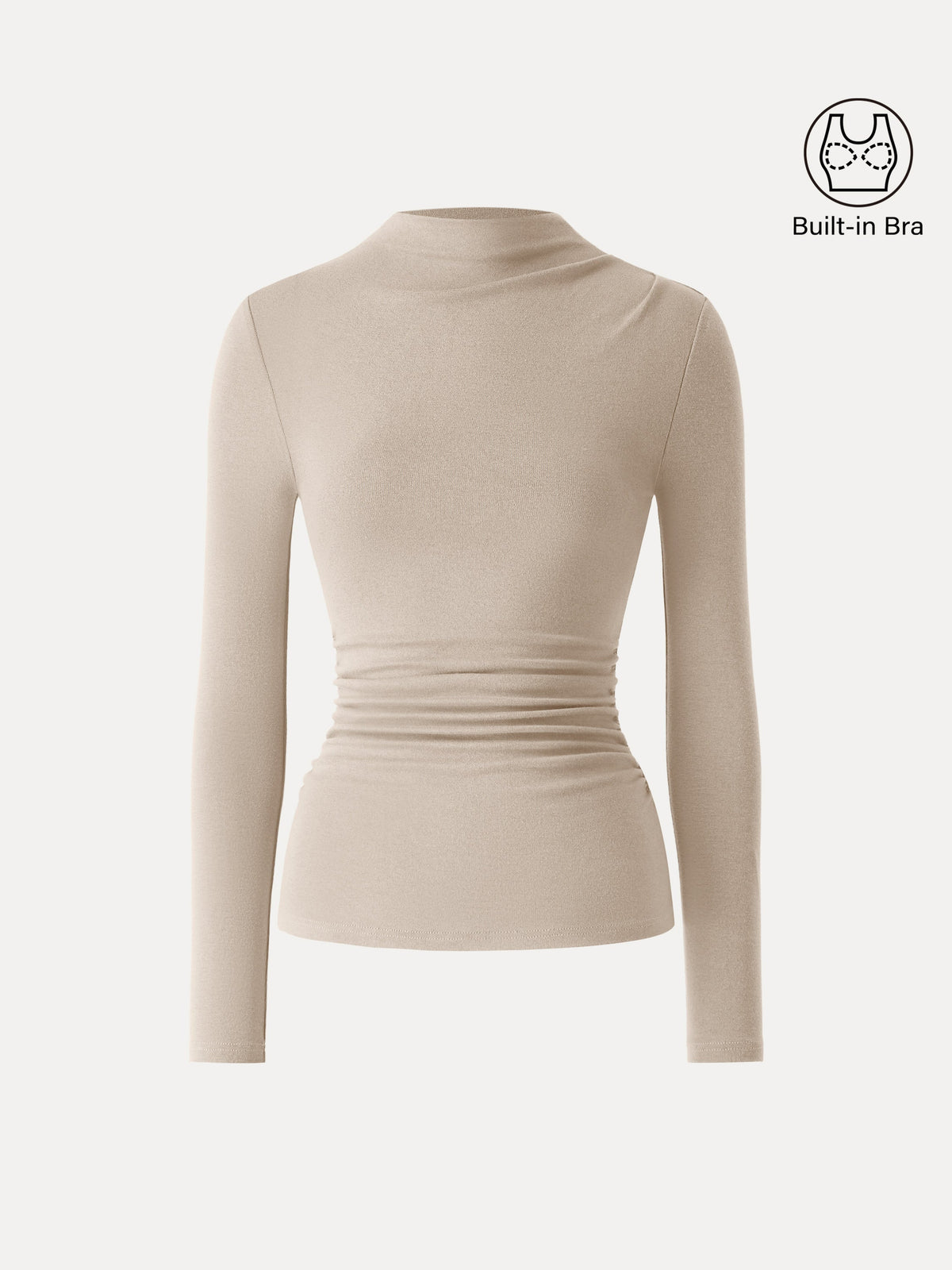 LiteWarm Mock Neck Long Sleeve Ruched Built-In Bra Top — original photo 7