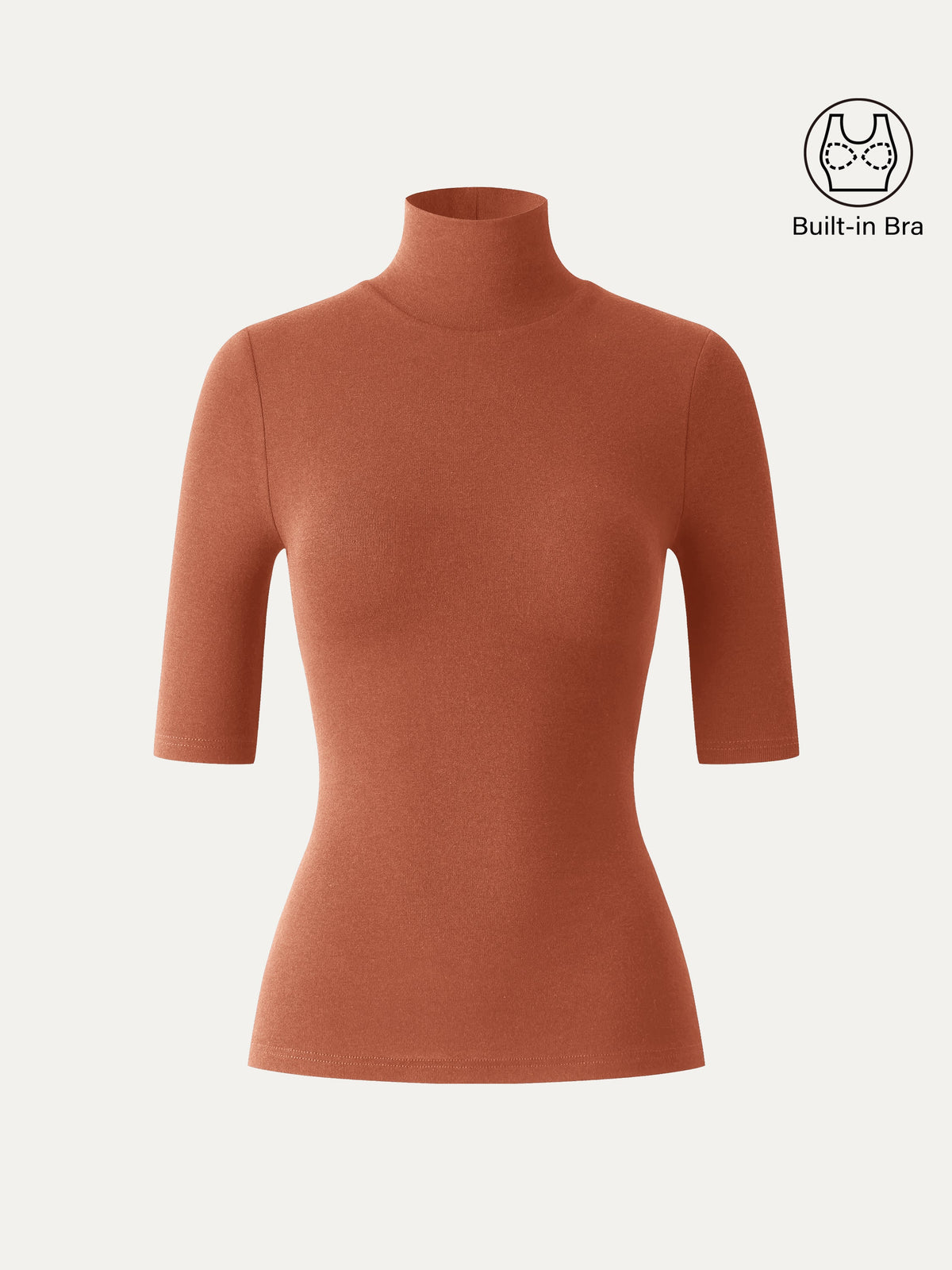 LiteWarm Essential Turtleneck Elbow Length Sleeve Built-In Bra Top — original photo 20