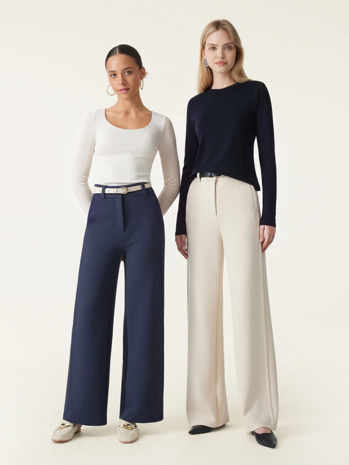 Stretchy Mid Rise Fly-Front Wide Leg Trouser — original photo 2