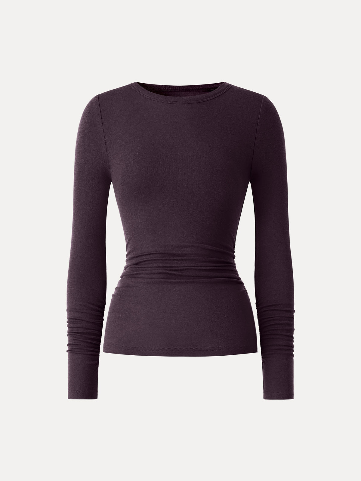 LiteWarm Lyocell-Wool Round Neck Long Sleeve Ruched Top — original photo 8