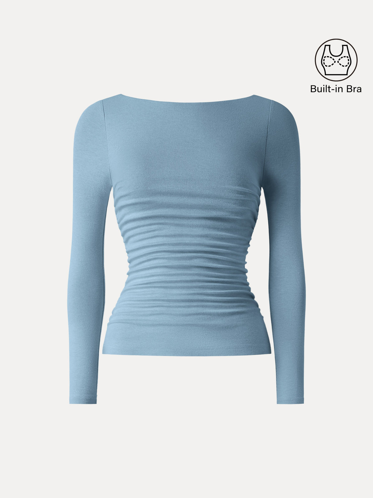 LiteWarm Boatneck Ruched Built-In Bra Top — original photo 15