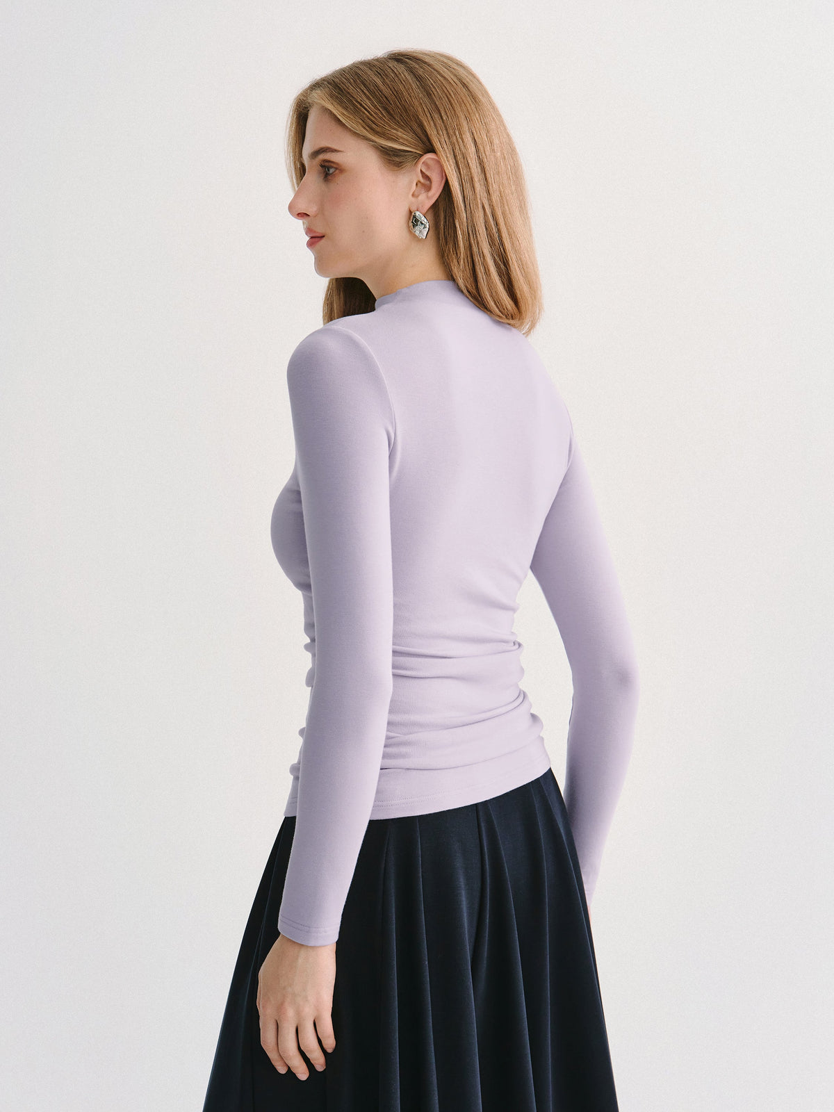 ProWarm Mock Neck Long Sleeve Ruched Built-In Bra Top — original photo 4