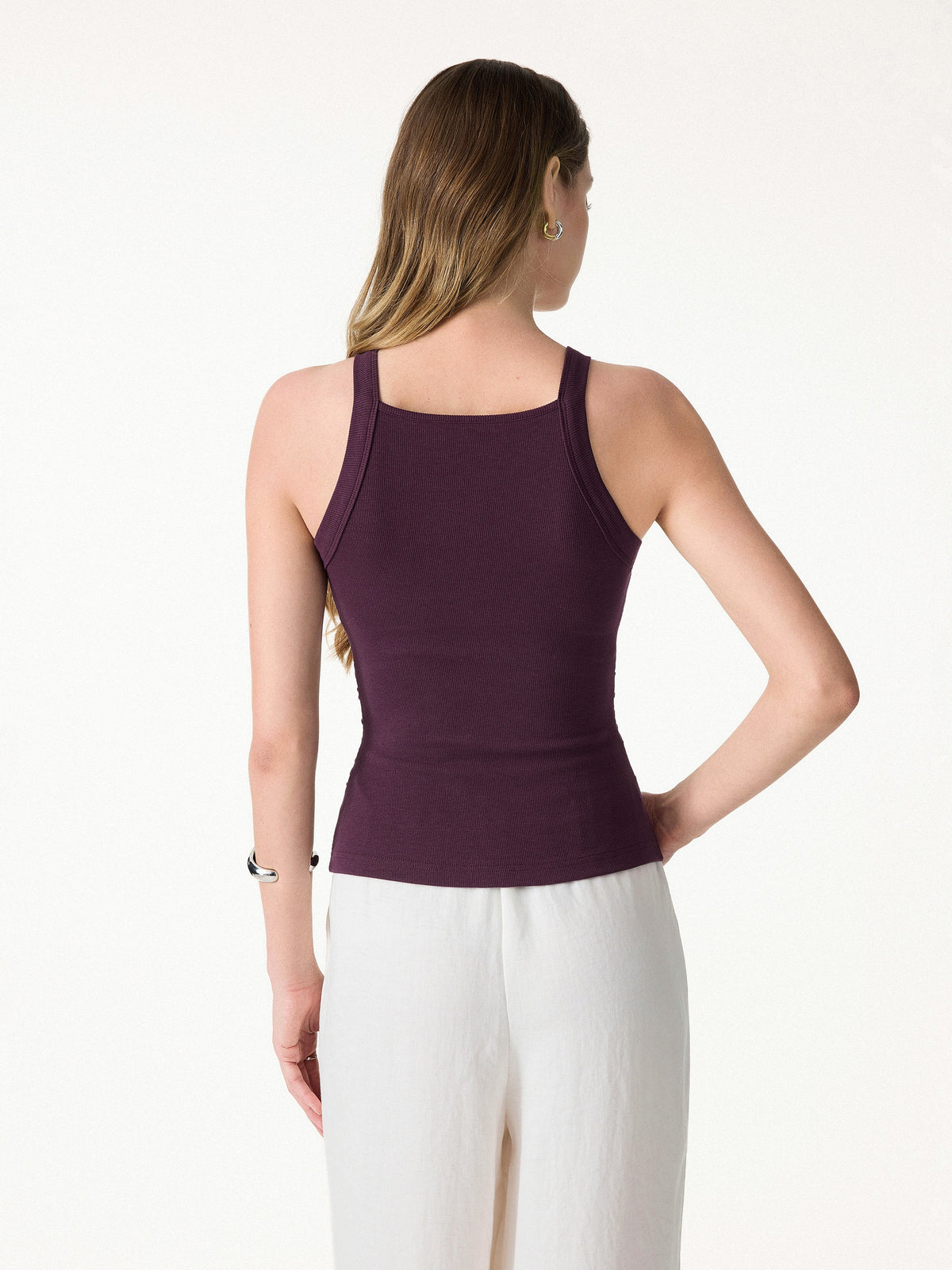 Plantive Chic Square Neck Ruched Rib Built-In Bra Tank — original photo 4