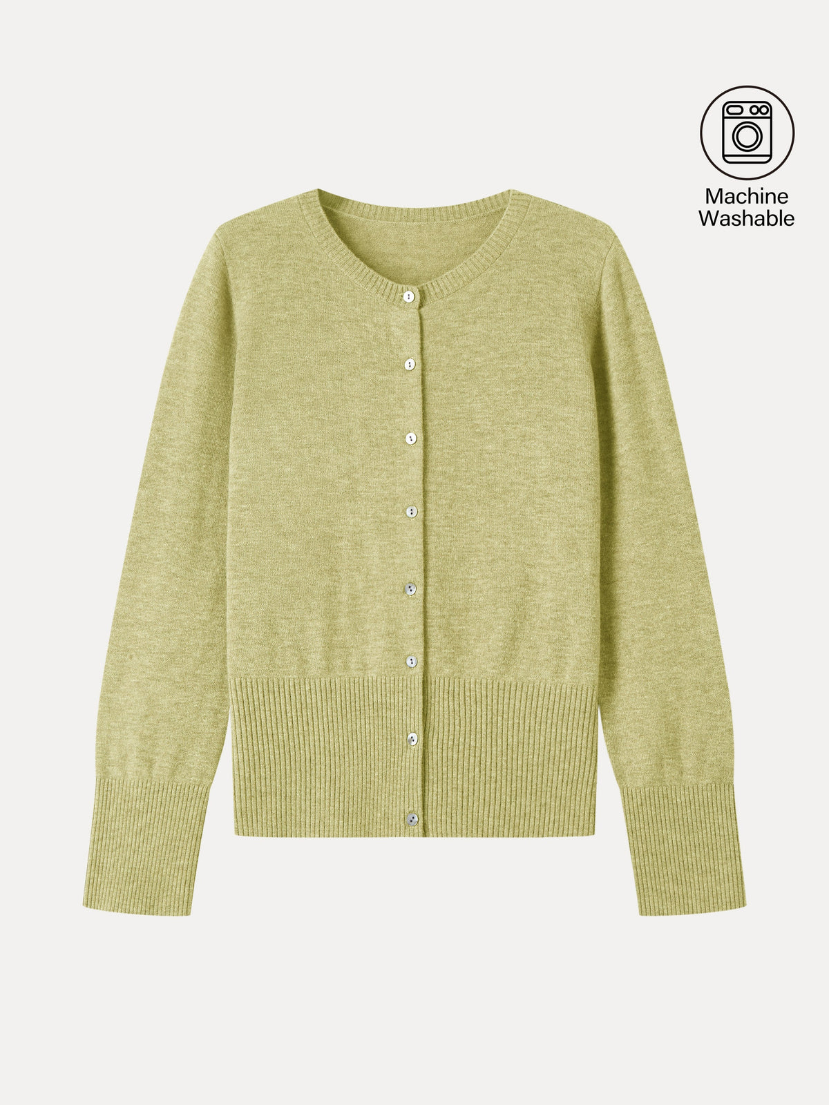 100% Merino Wool Crew Neck Long Sleeve Button-Front Cardigan — original photo 12