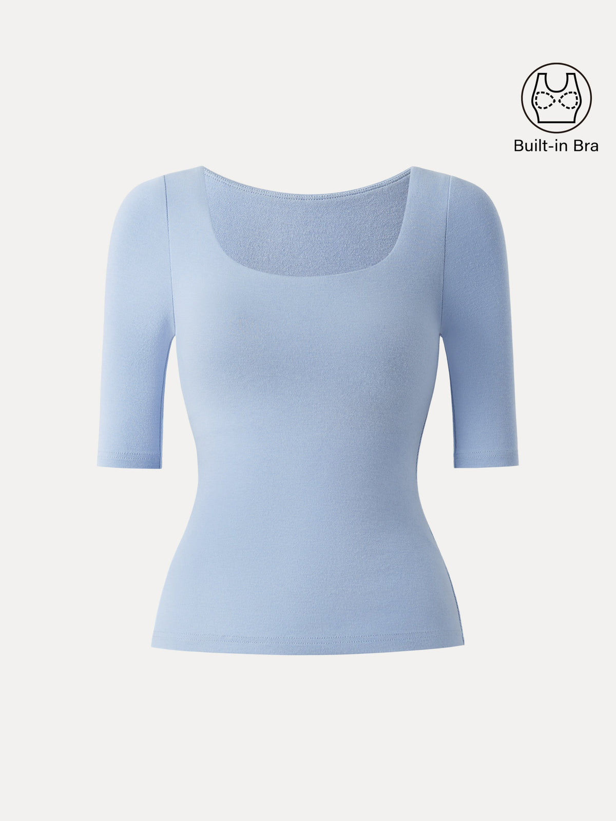 LiteWarm Essential Elbow Length Sleeve Square Neck Built-In Bra Tops — original photo 8
