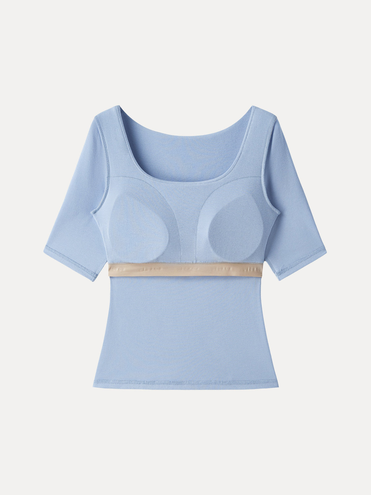 LiteWarm Essential Elbow Length Sleeve Square Neck Built-In Bra Tops — original photo 7