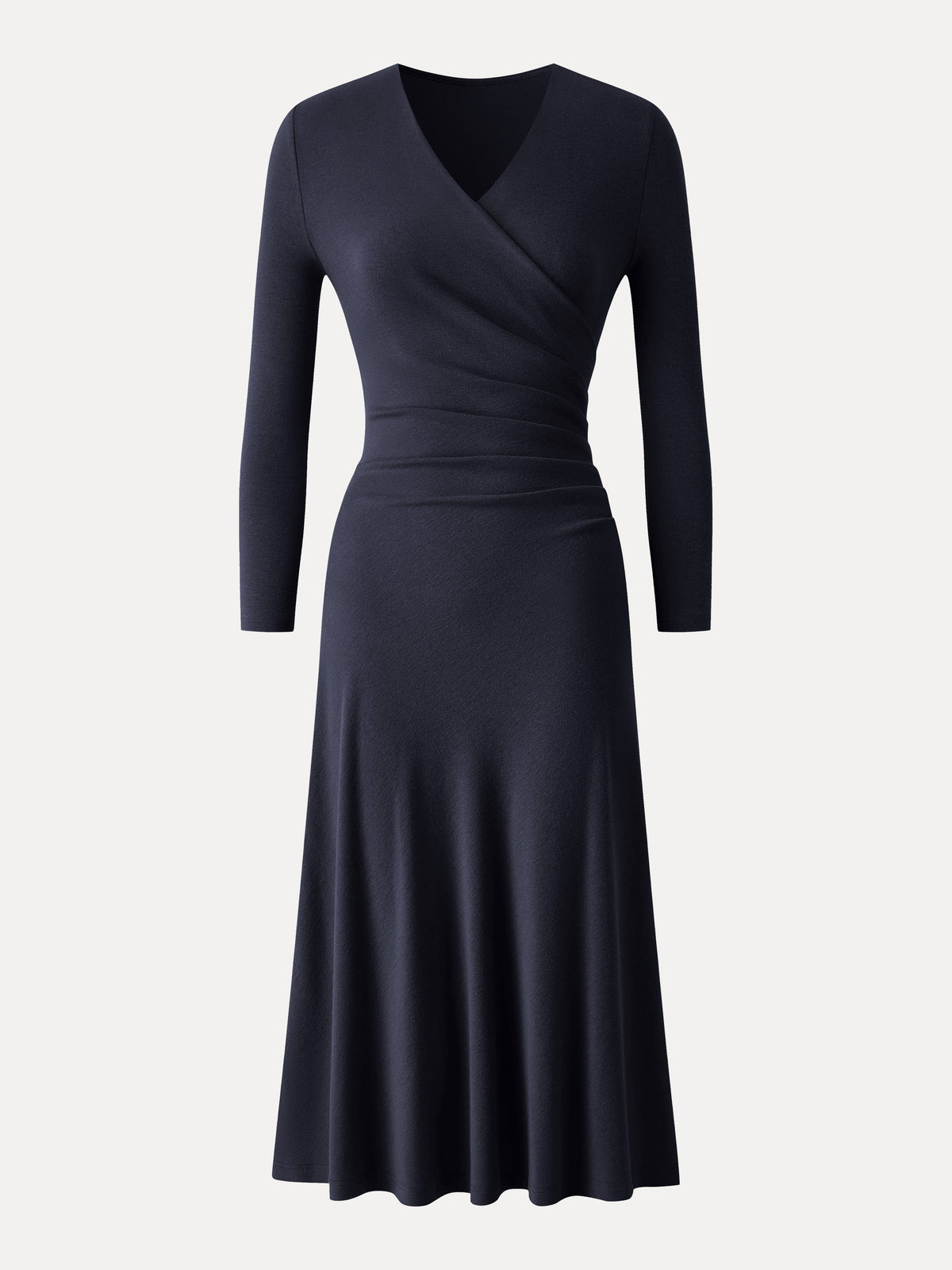 LiteWarm Surplice 3/4 Sleeve Side-Tuck Midi Dress — original photo 8