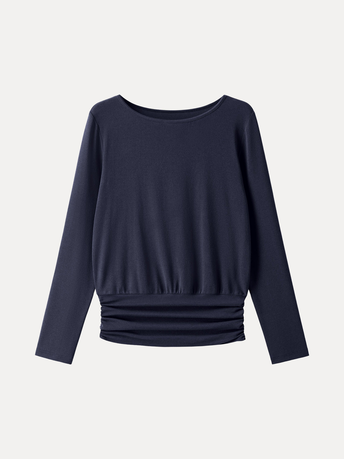 LiteWarm Boatneck Long Sleeve Ruched Banded Hem Top — original photo 12