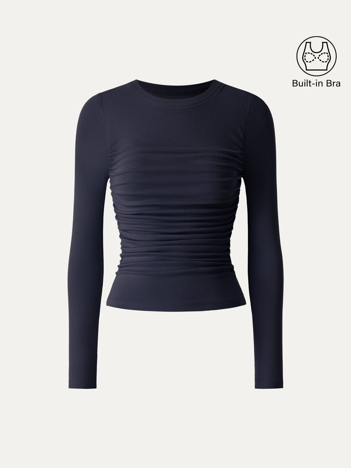 ProWarm Roundneck Long Sleeve Ruched Built-In Bra Top — original photo 11