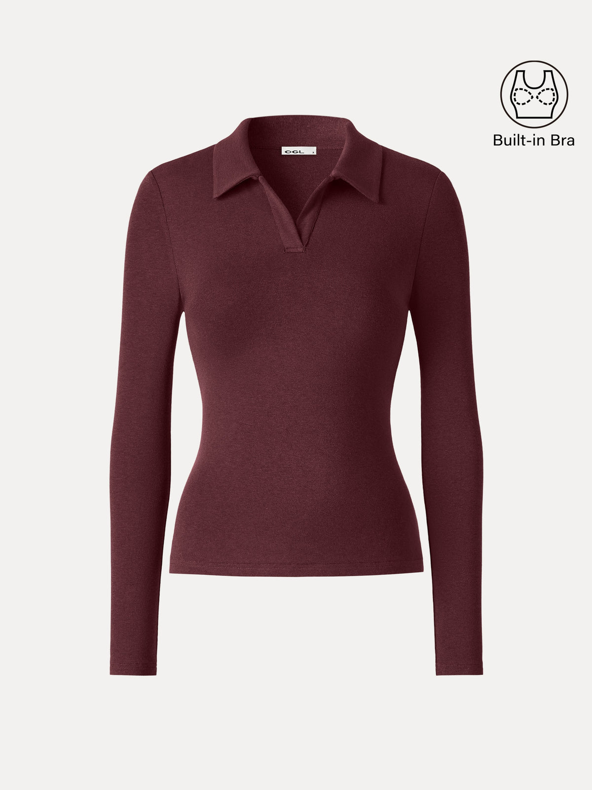 LiteWarm Office Staple V-Neck Lapel Long Sleeve Built-In Bra Top — original photo 11