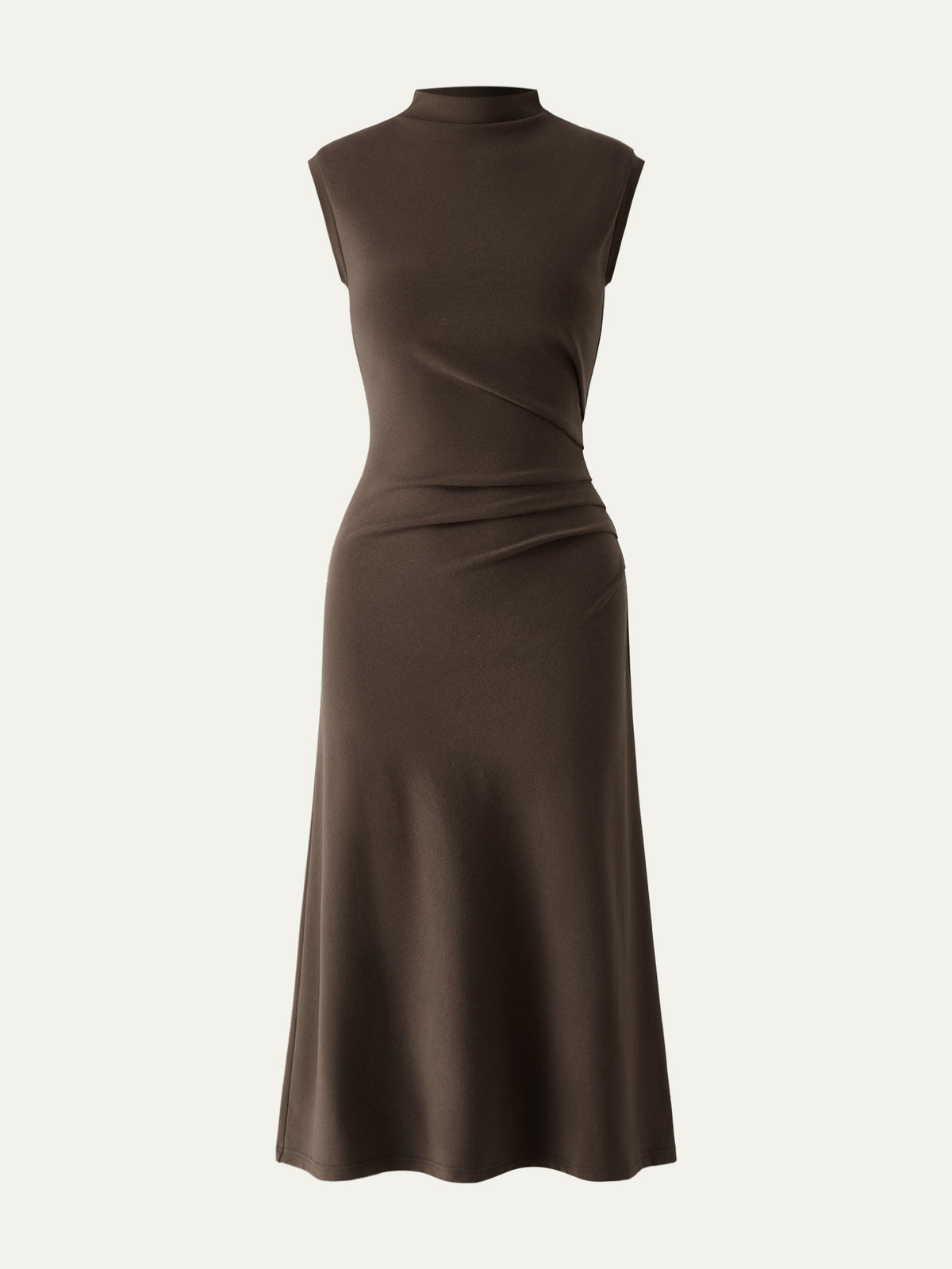 Mockneck Tucks Midi Dress — original photo 10