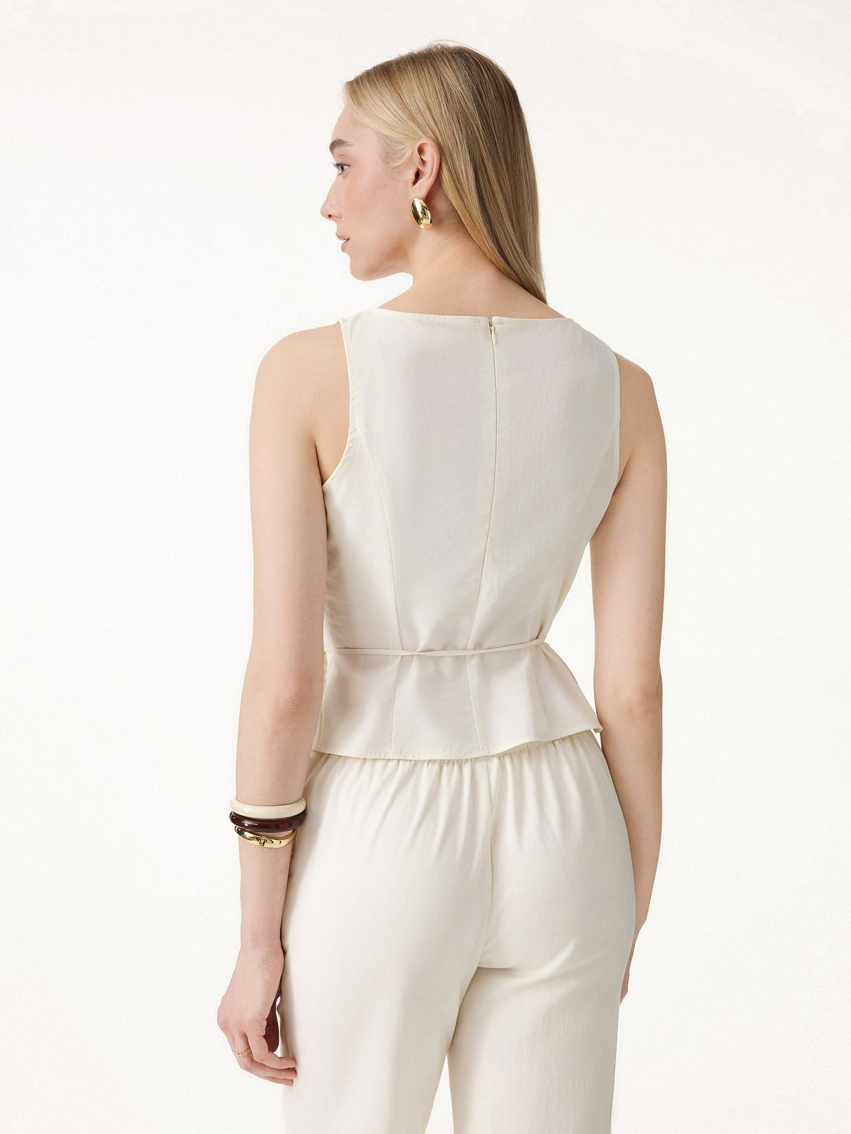 Lyocell-Linen Blend Boatneck Waist-Defined Top — original photo 4