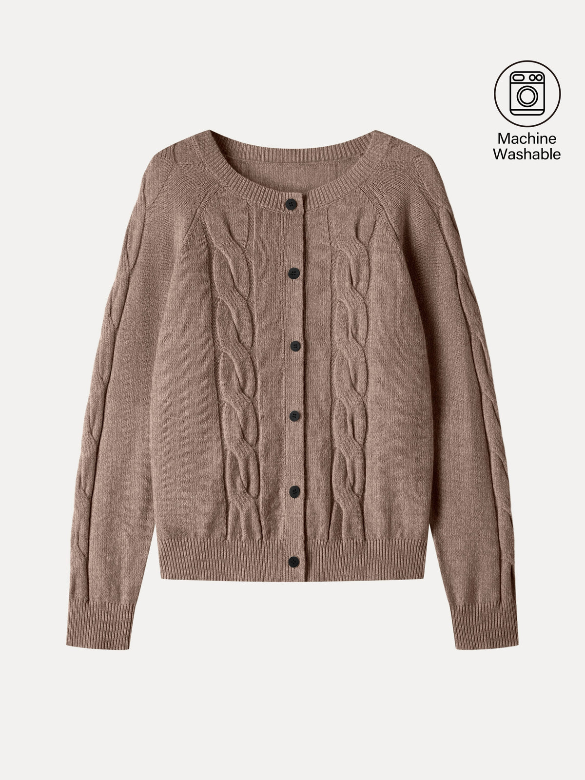 Merino-Blend Cable-Knit Crew Neck Long Sleeve Cardigan — original photo 11
