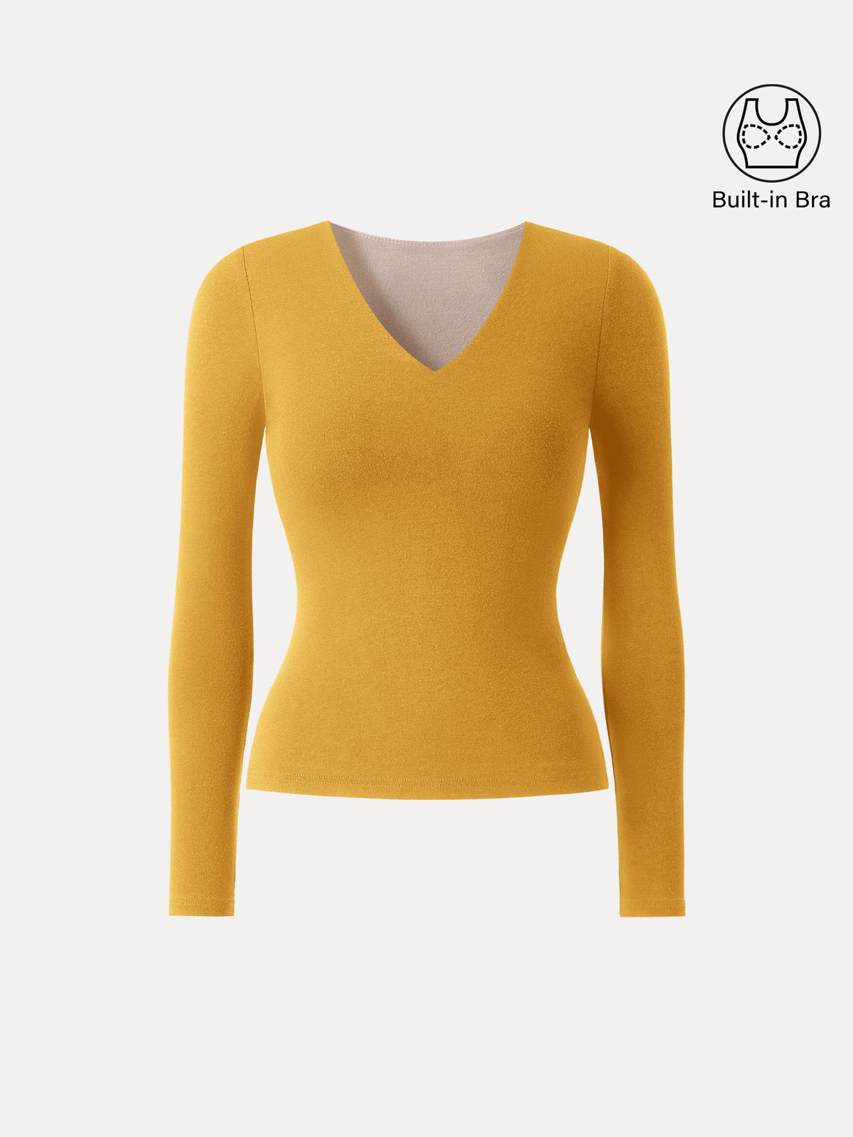 LiteWarm V-Neck Long Sleeve Built-In Bra Top — original photo 10