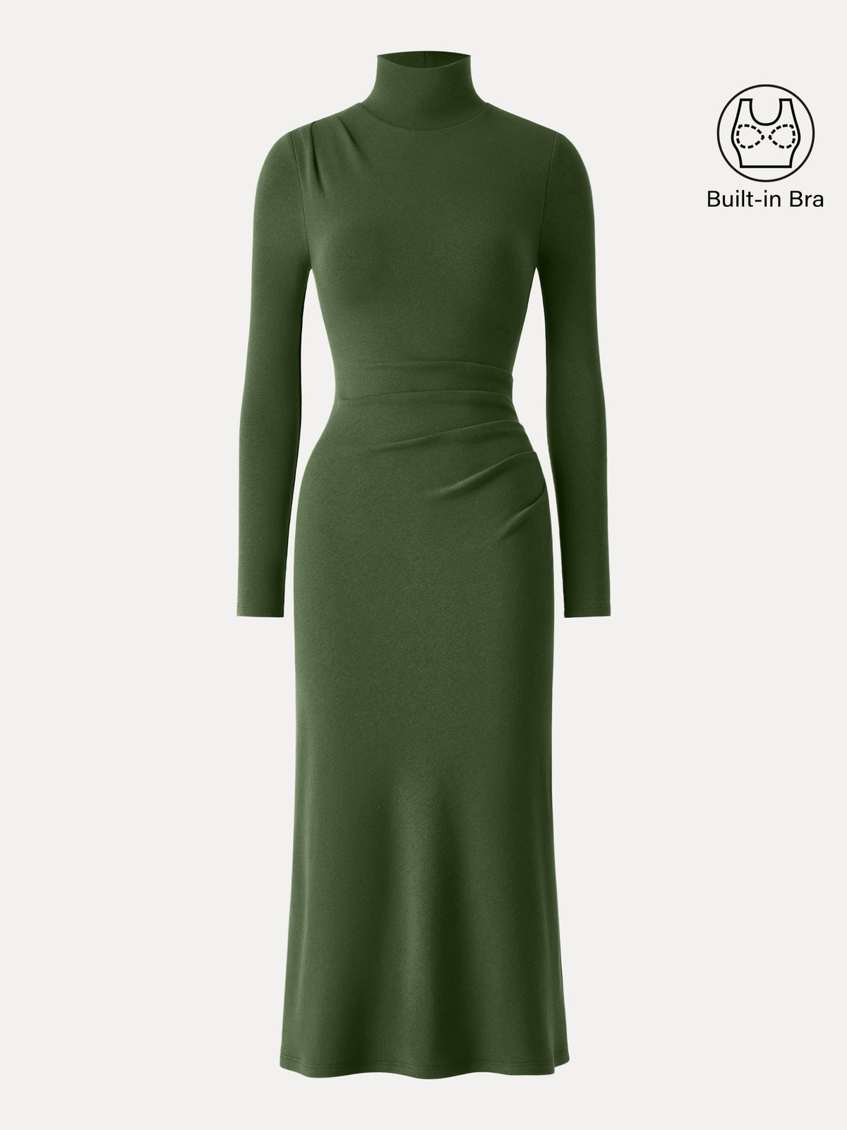 ProWarm Turtleneck Tucked Midi Built-In Bra Dress — original photo 12