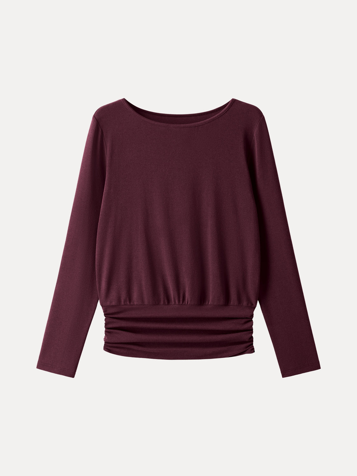 LiteWarm Boatneck Long Sleeve Ruched Banded Hem Top — original photo 6