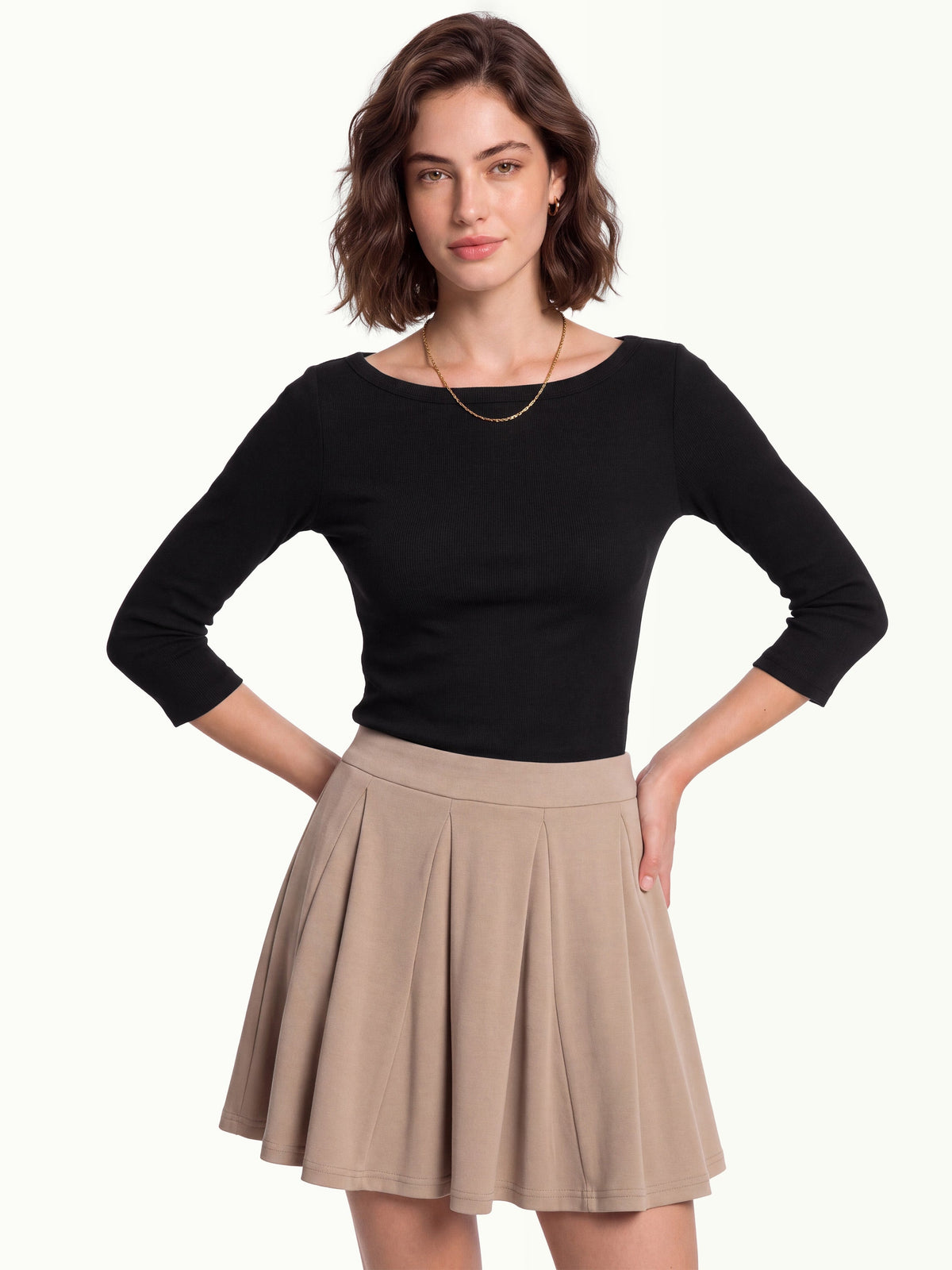 Plantive® Boatneck 3/4 Sleeve Built-In Bra Top — original photo 13