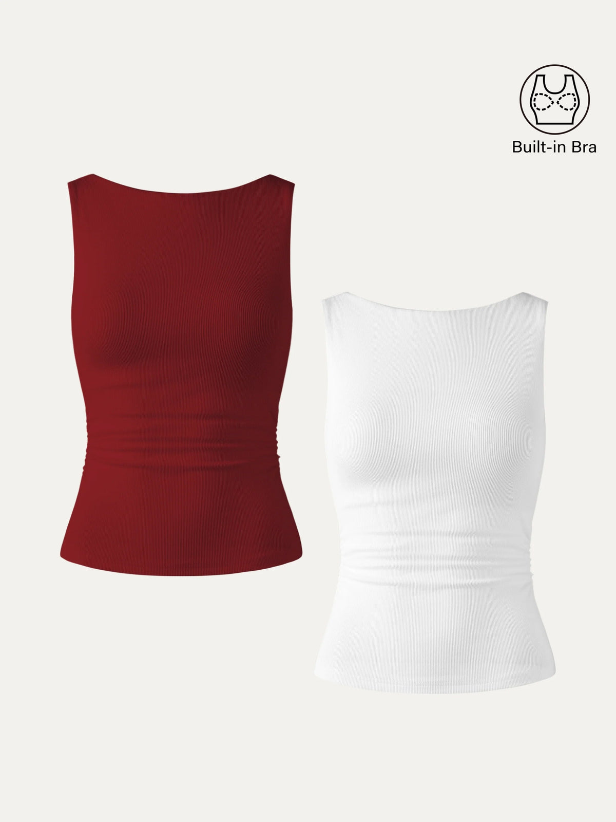 Elastic Open Back Built-In Bra Tank — original photo 18