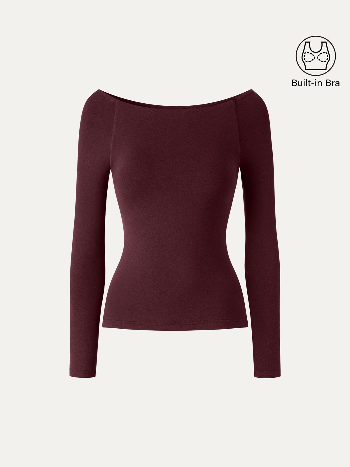 LiteWarm Slash Neck Raglan Sleeve Built-In Bra Top — original photo 12