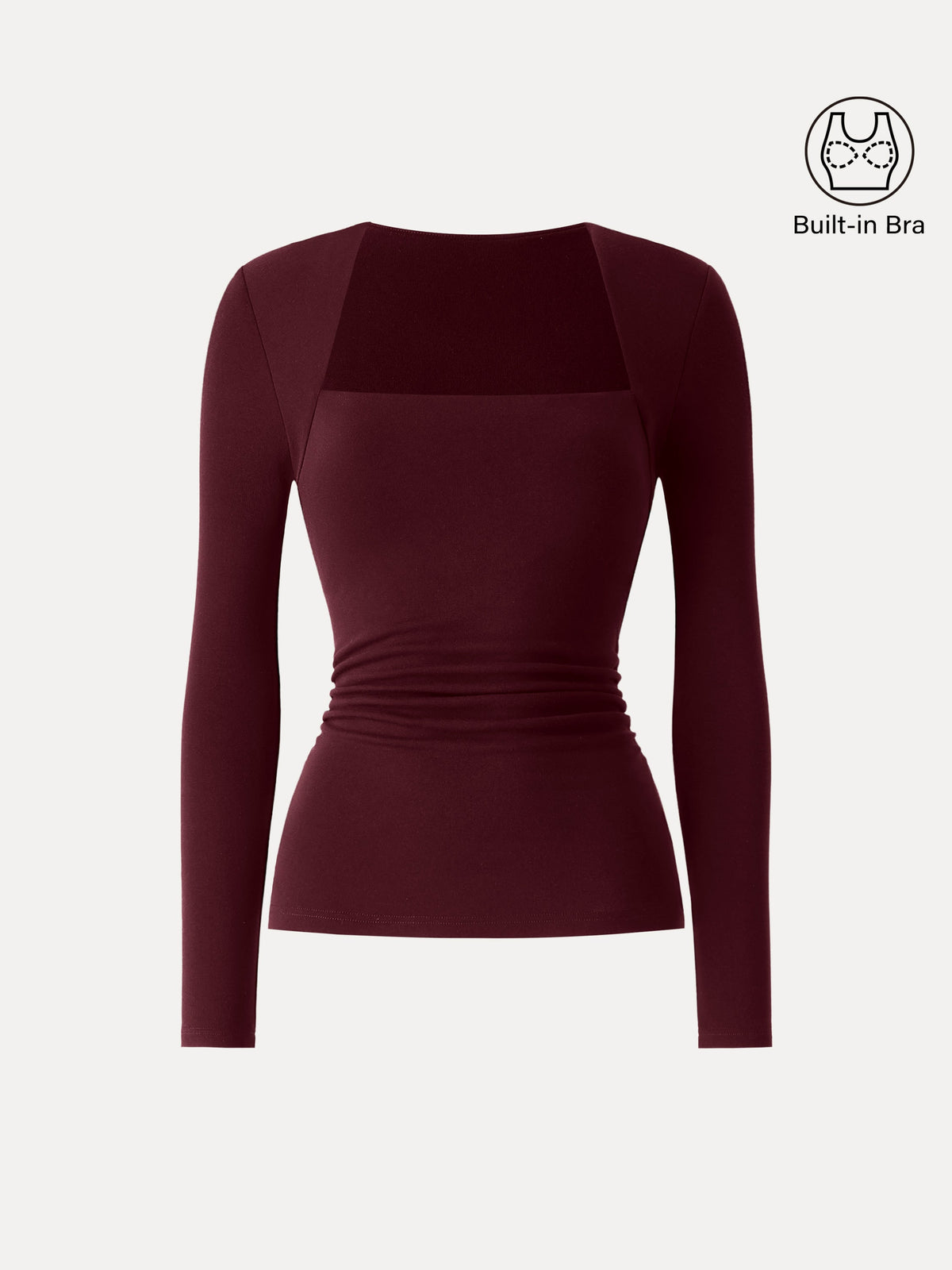 ProWarm Trapeze Neck Long Sleeve Ruched Built-In Bra Top — original photo 14