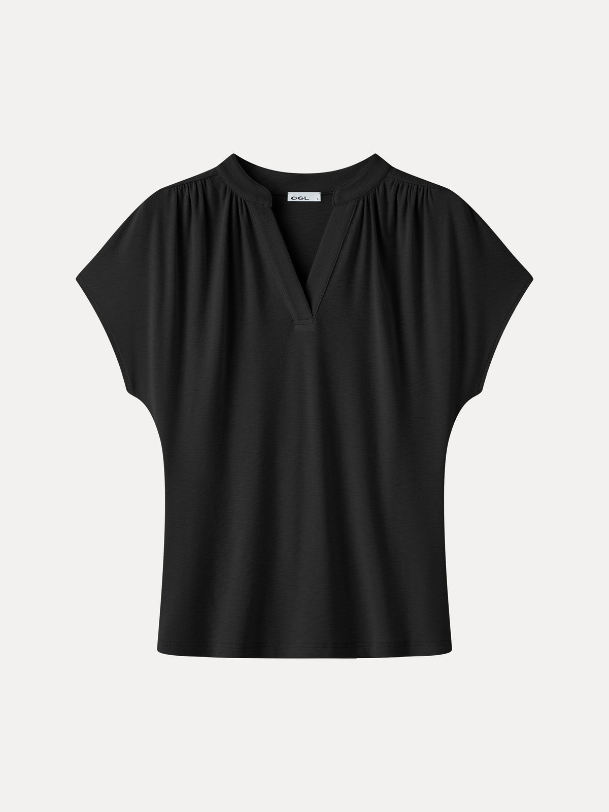 LiteWarm Collared V-Neck Short Sleeve Top — original photo 8