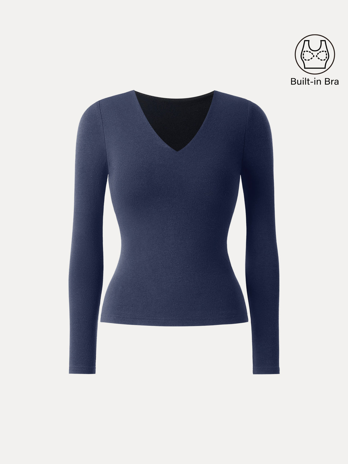LiteWarm V-Neck Long Sleeve Built-In Bra Top — original photo 15