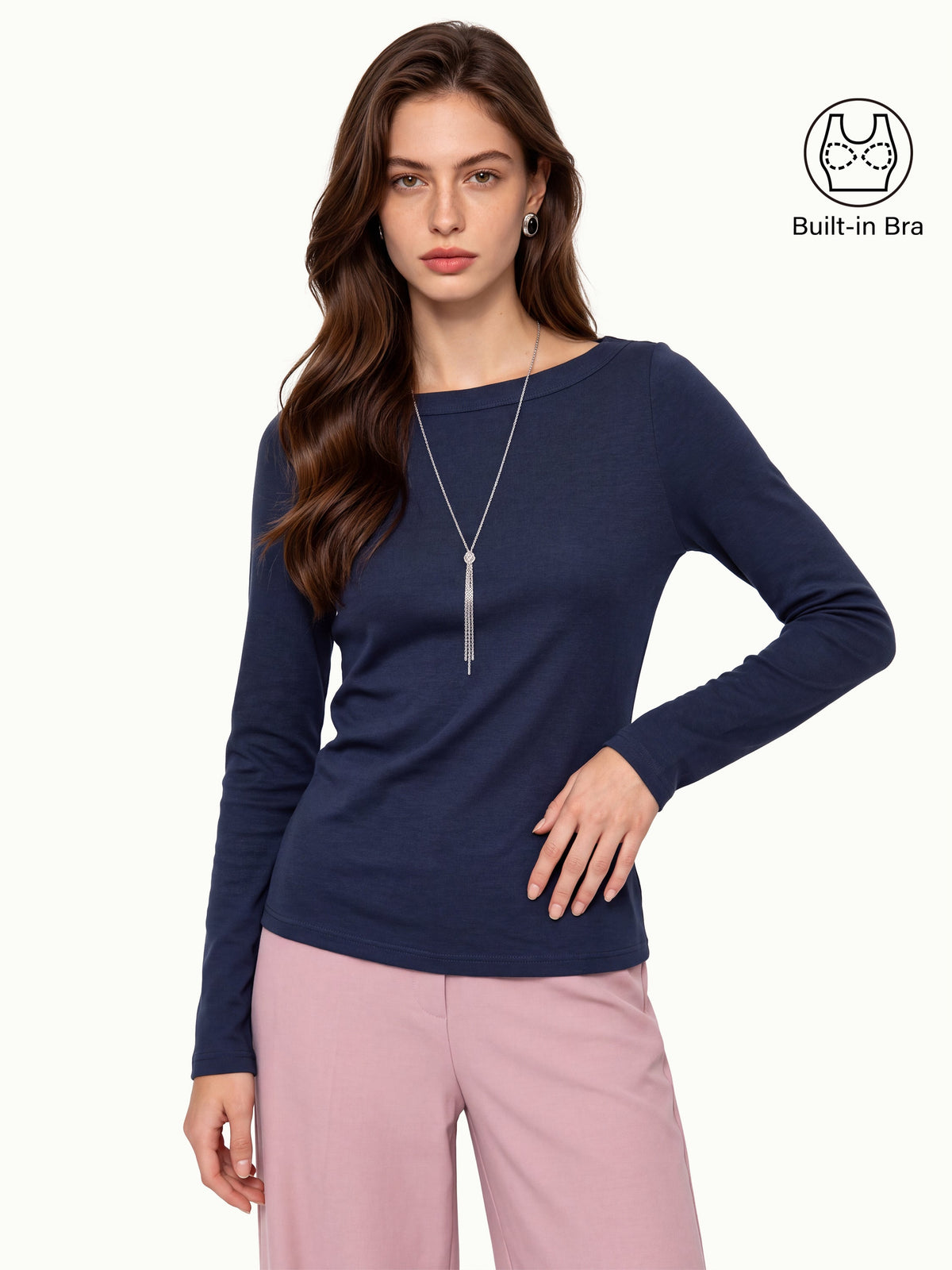 LiteWarm Boatneck Long Sleeve Built-In Bra Top — original photo 10