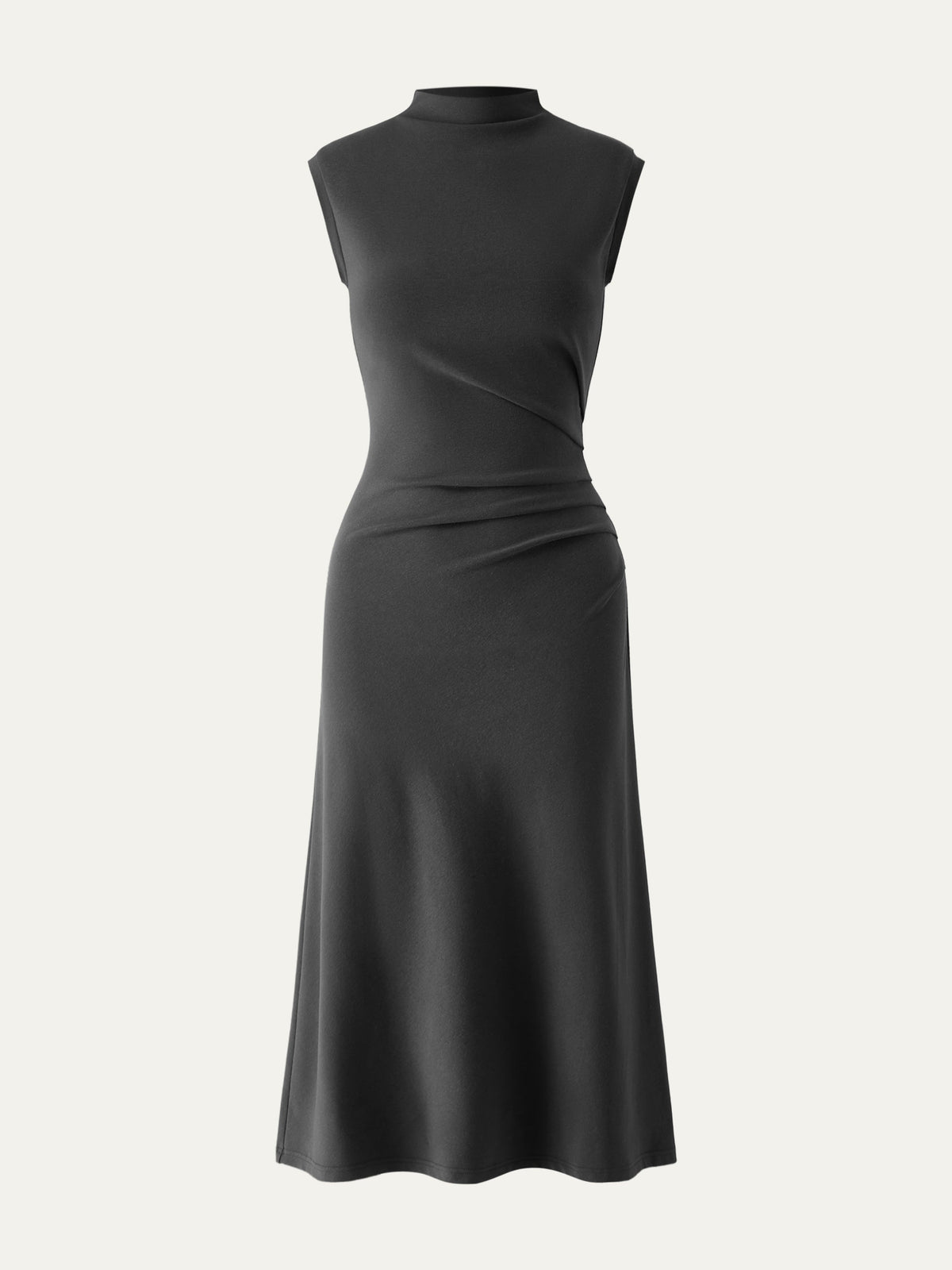 Mockneck Tucks Midi Dress — original photo 14