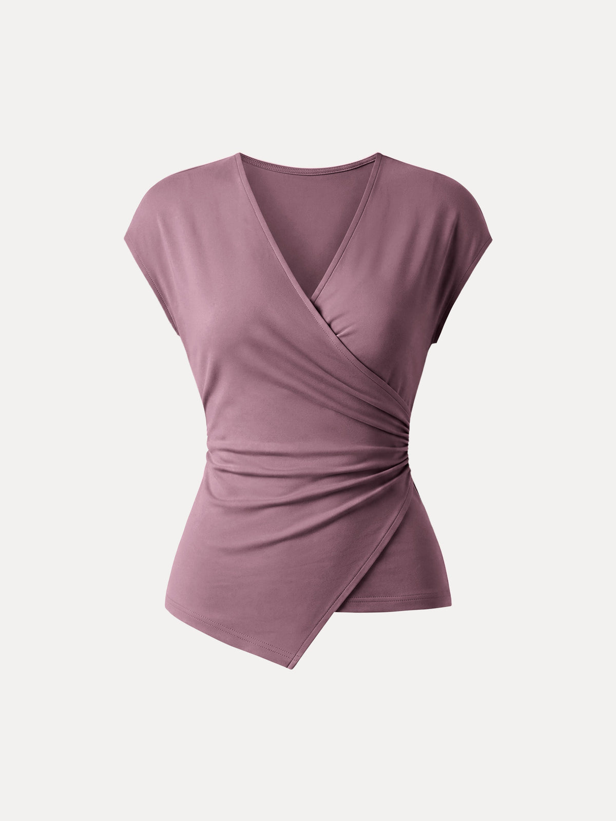 Lyocell Wool Surplice Cap Sleeve Asymmetrical Top — original photo 12