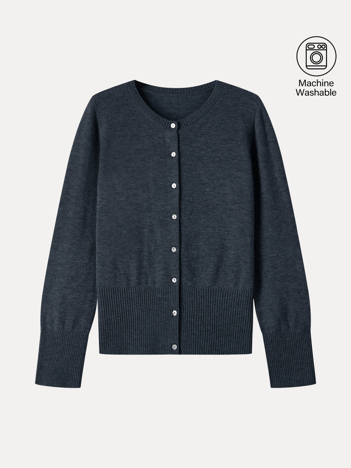 100% Merino Wool Crew Neck Long Sleeve Button-Front Cardigan — original photo 13