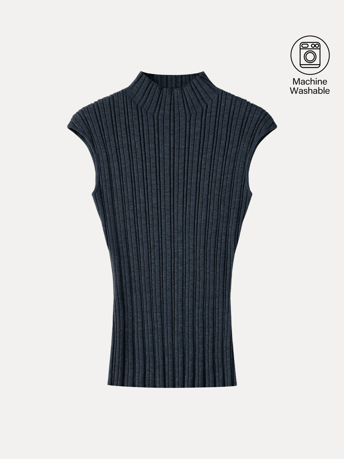 100% Merino Wool Ribbed Mock Neck Sweater — original photo 10