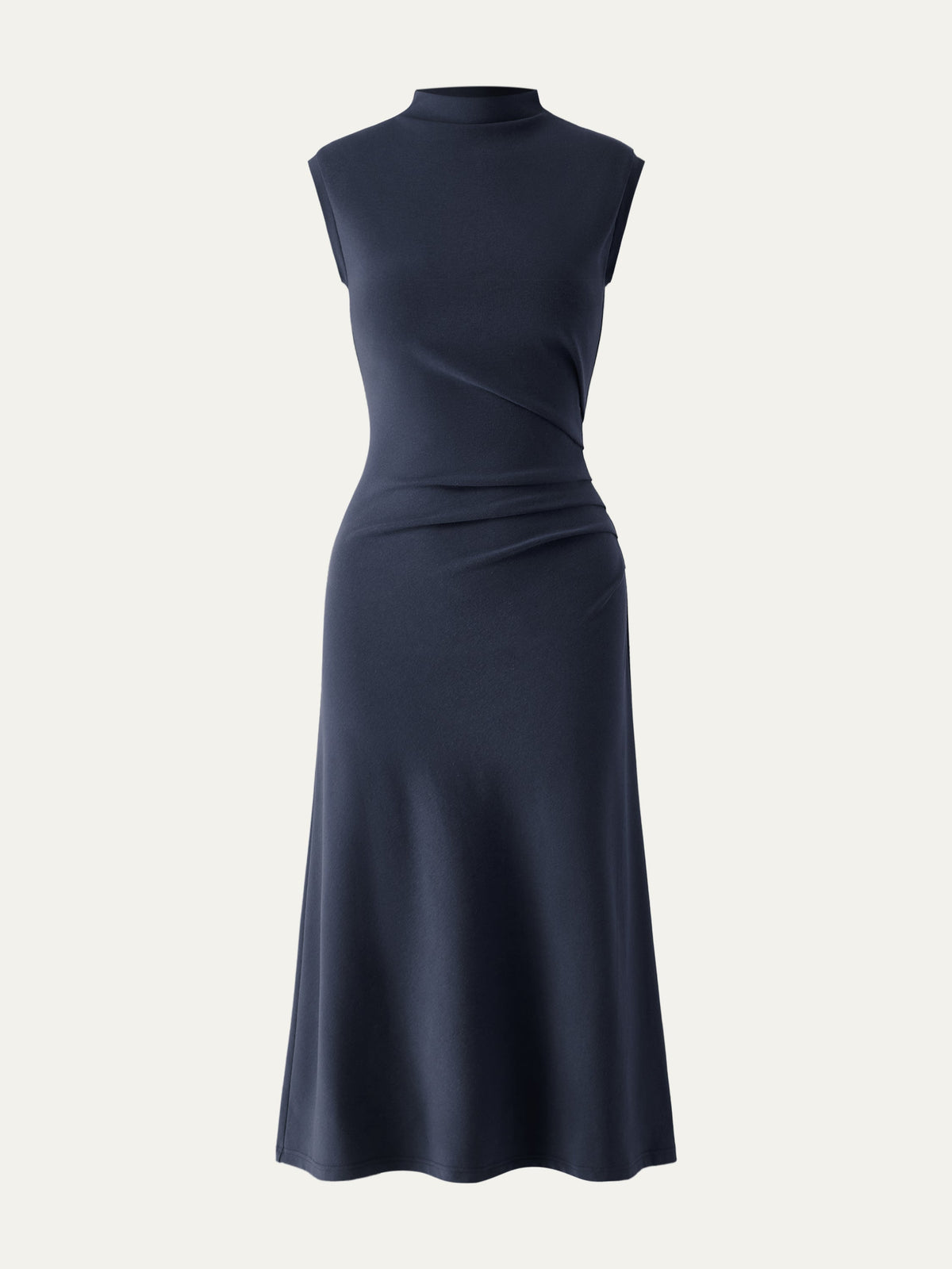 Mockneck Tucks Midi Dress — original photo 13