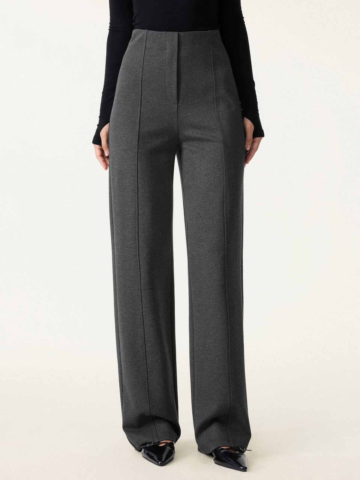 Ponte High-Rise Straight-Leg Pants with Pockets — original photo 3