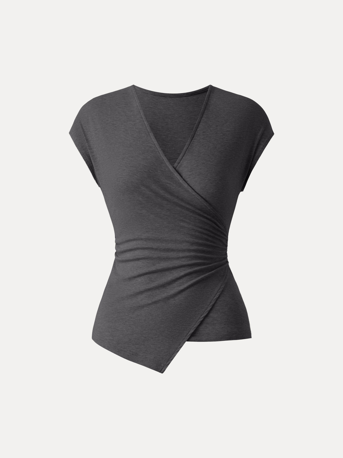 Lyocell Wool Surplice Cap Sleeve Asymmetrical Top — original photo 13
