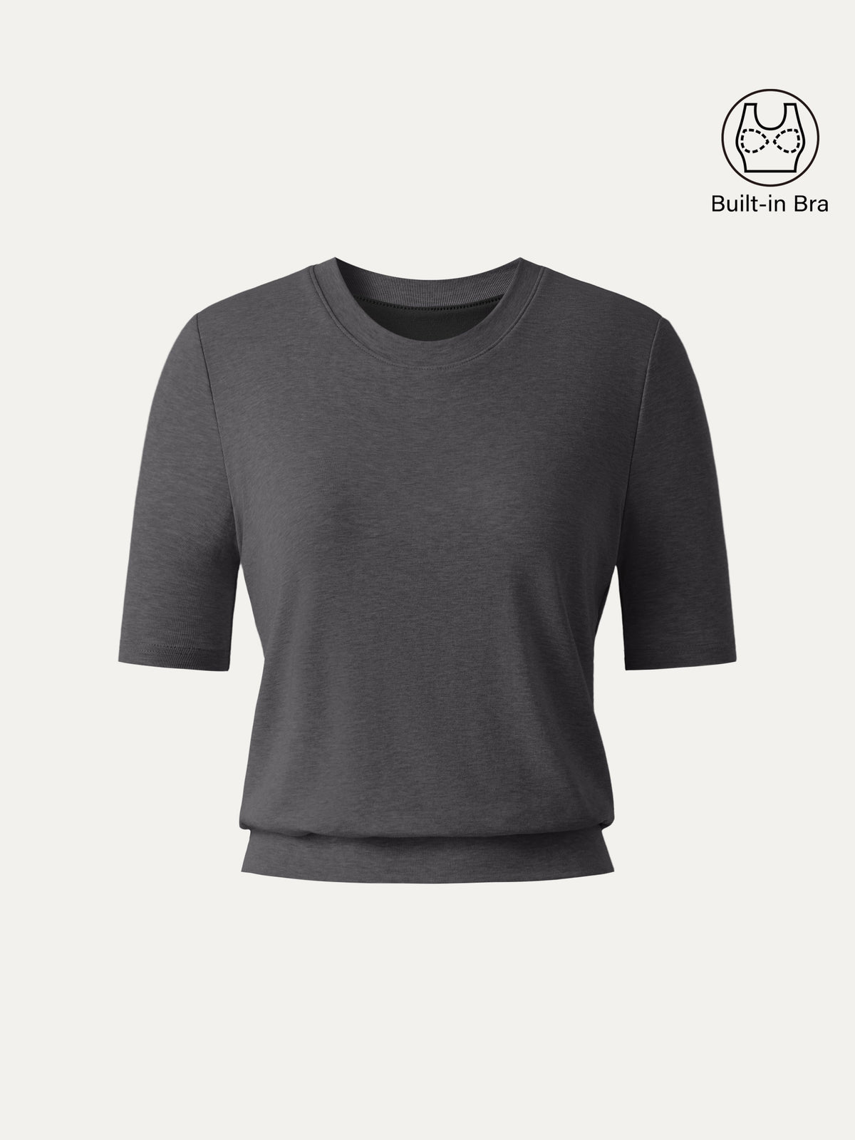 Lyocell Wool Crewneck Built-In Bra Top with Banded Hem — original photo 14