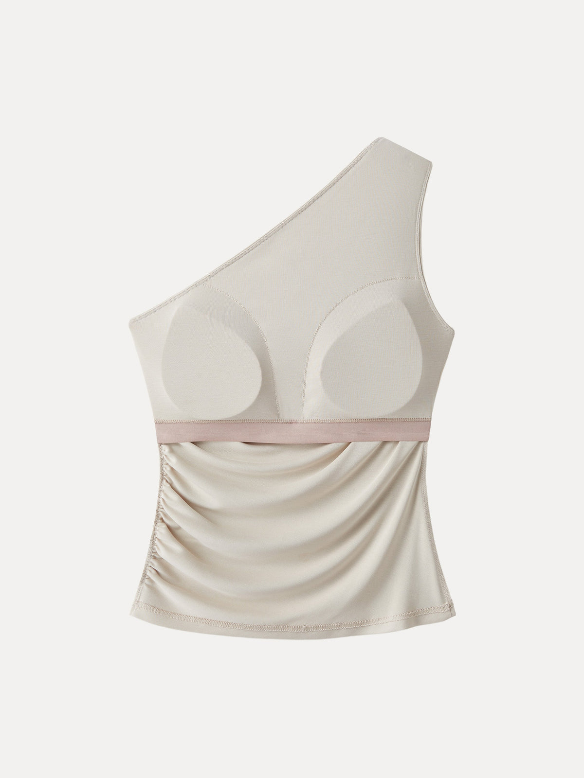 Sandwashed One Shoulder Ruched Built-In Bra Tank — original photo 6