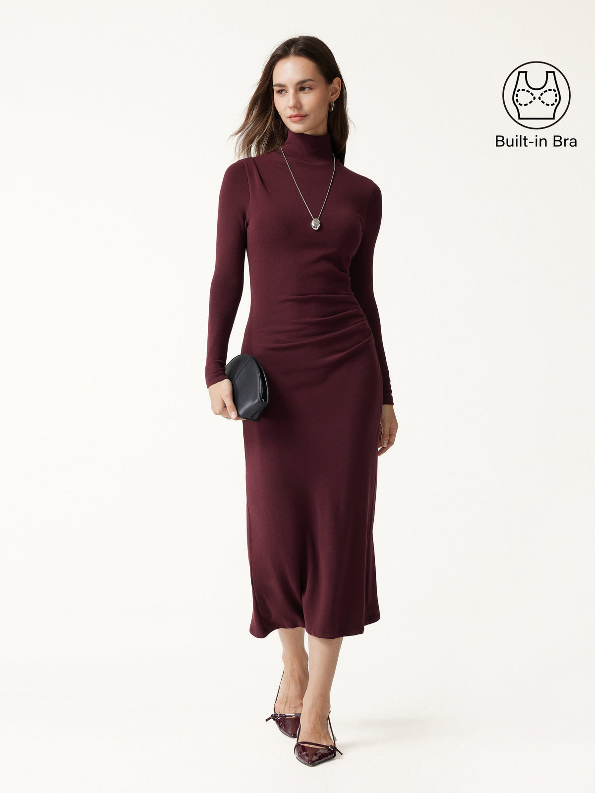 ProWarm Turtleneck Tucked Midi Built-In Bra Dress — original photo 10