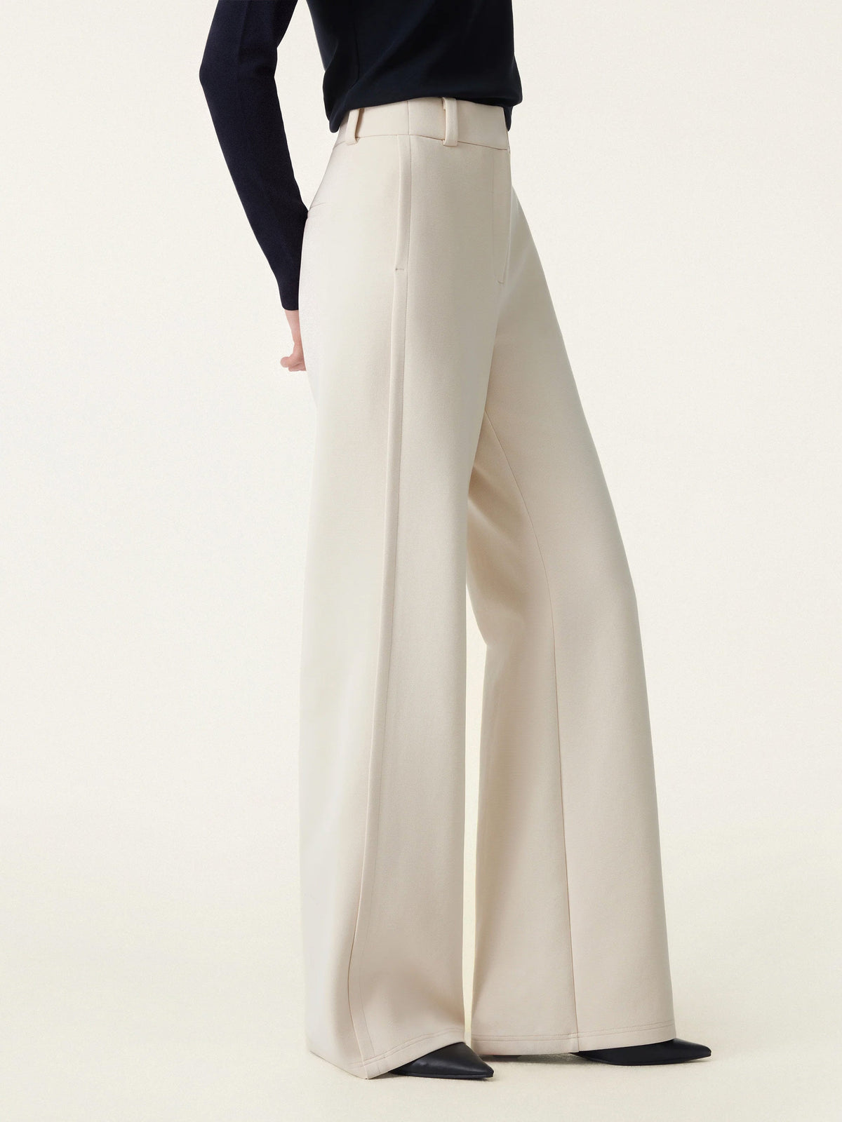 Stretchy Mid Rise Fly-Front Wide Leg Trouser — original photo 1