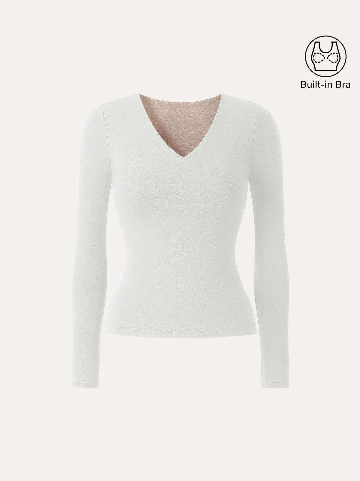 LiteWarm V-Neck Long Sleeve Built-In Bra Top — original photo 11