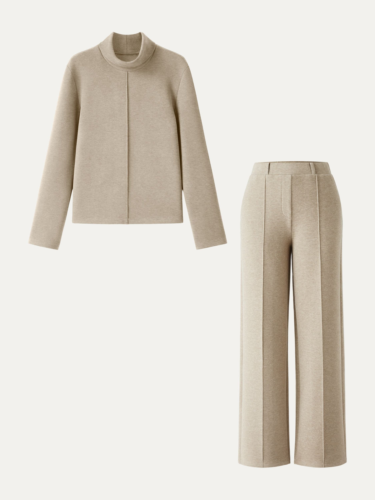 2Pcs Set FuzzLuxe Turtleneck Top & Regular High Waisted Straight Leg Pull On Pant — original photo 12