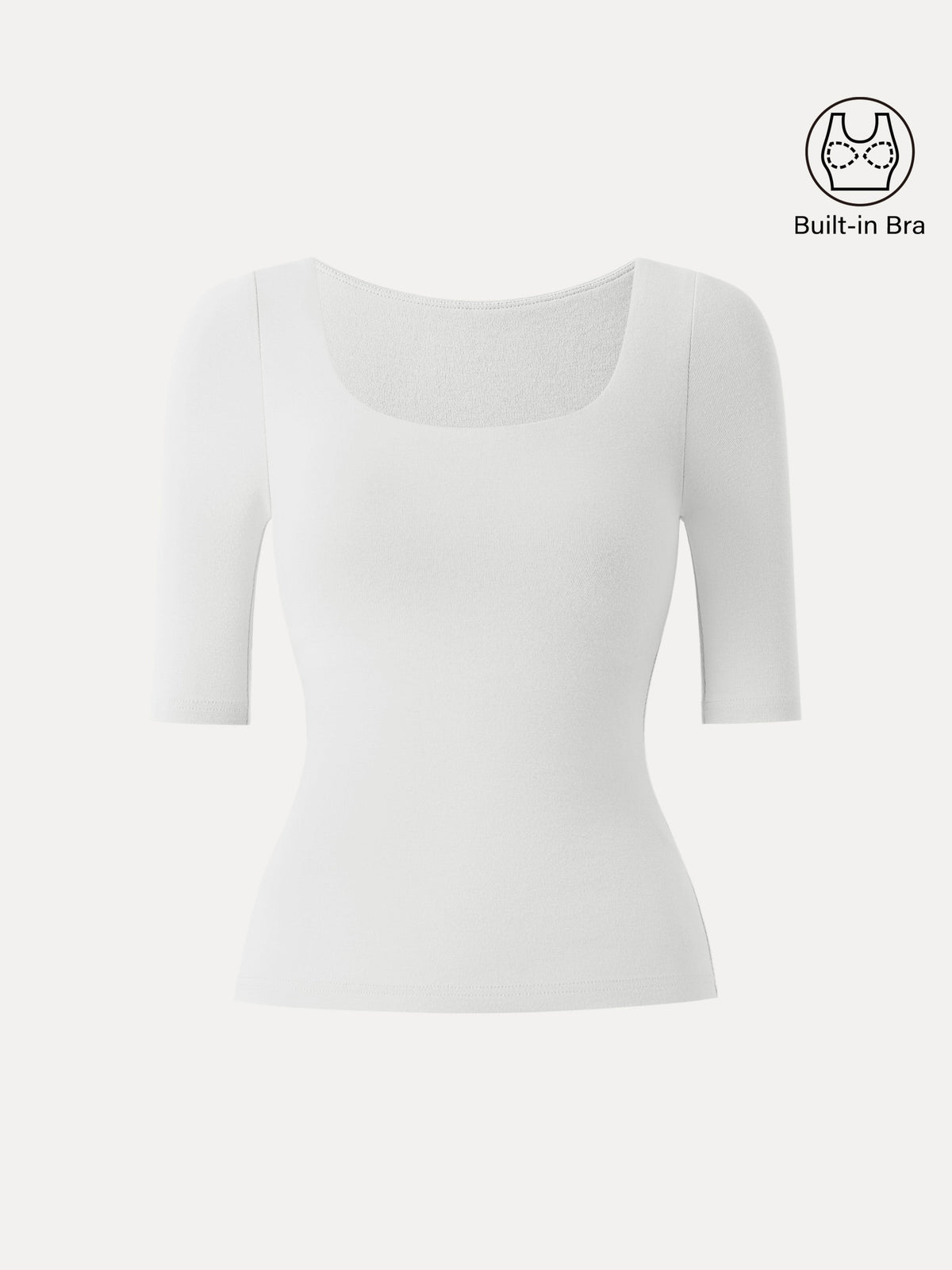 LiteWarm Essential Elbow Length Sleeve Square Neck Built-In Bra Tops — original photo 10