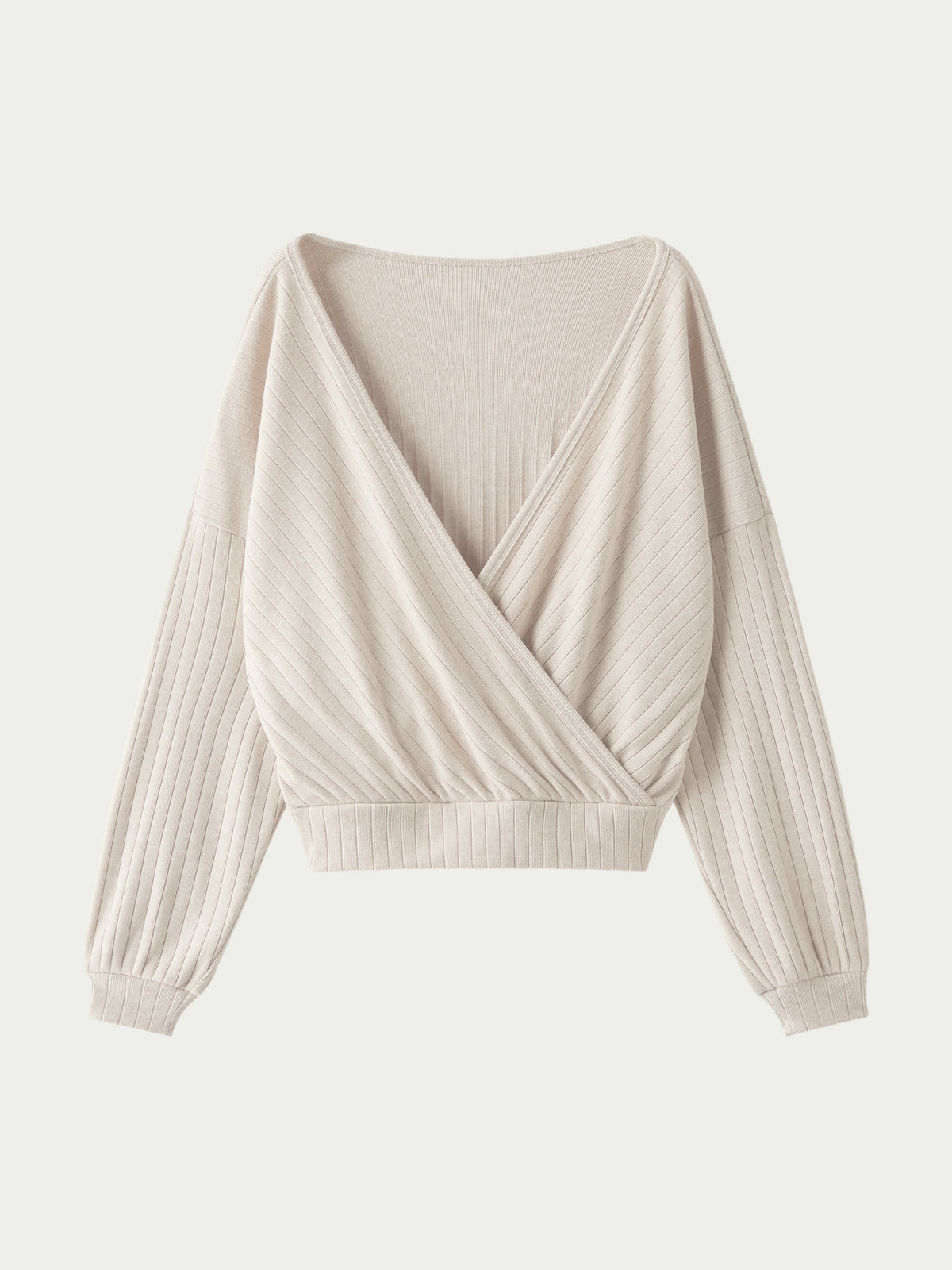 MaxWarm Wide Ribbed Crossover Long Sleeve Banded Hem Top — original photo 7