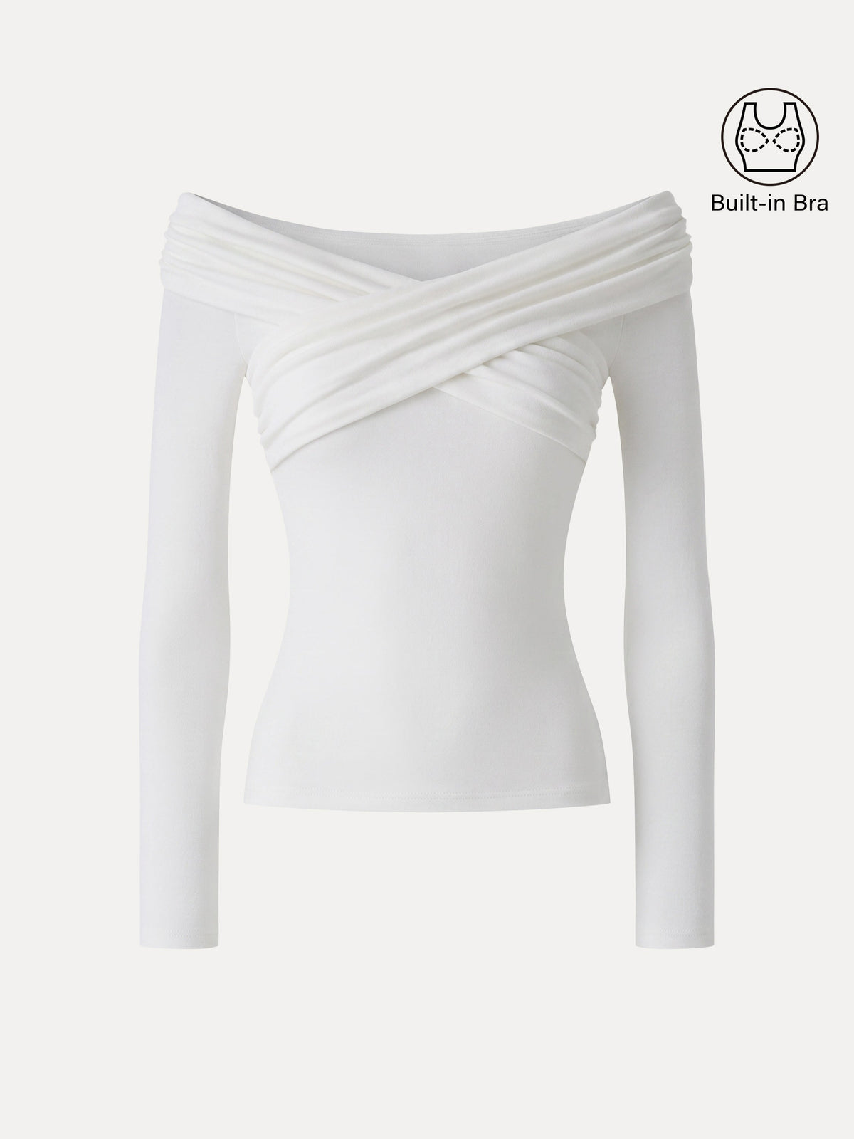 LiteWarm Surplice Long Sleeve Ruched Built-In Bra Top — original photo 12
