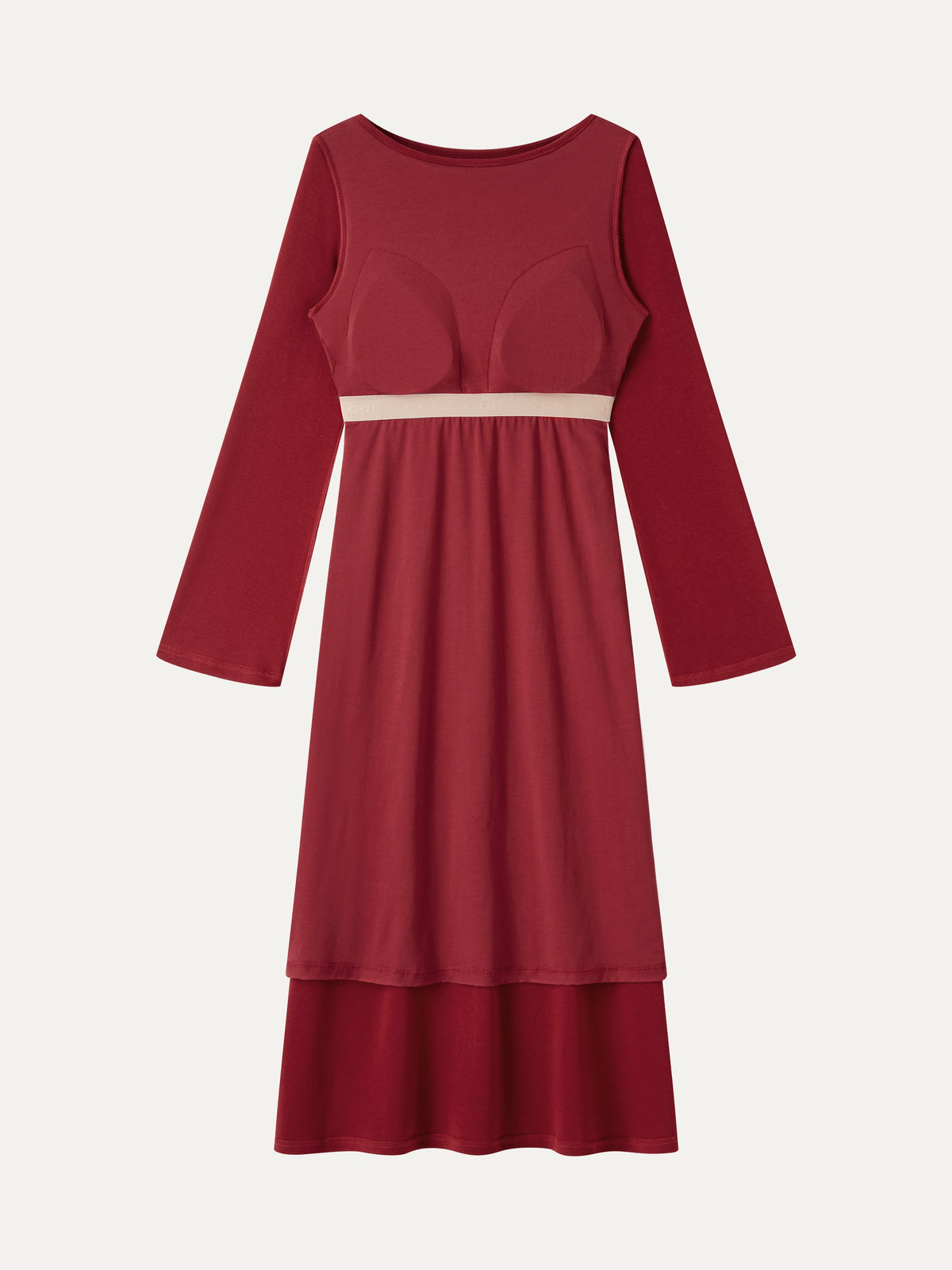 LiteWarm Boatneck Bell Sleeve Midi Built-In Bra Dress — original photo 5