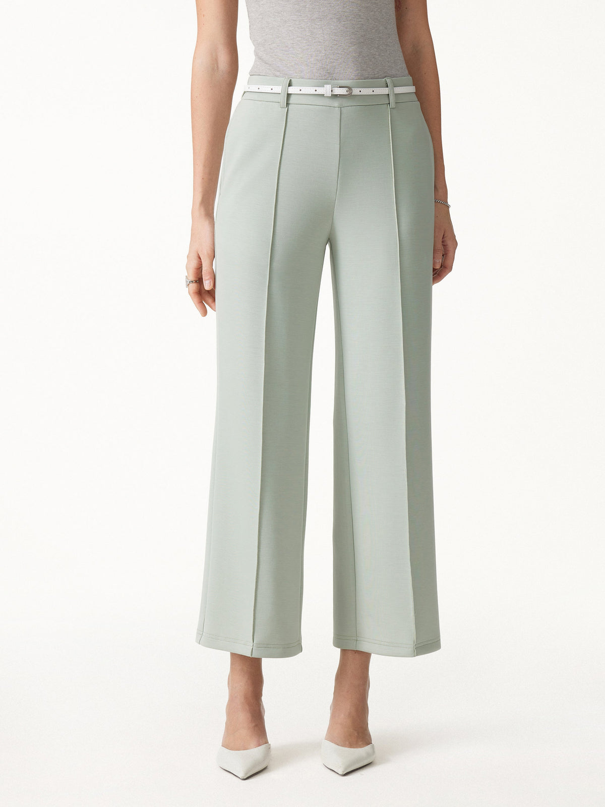 Lyocell Spacer Knit Cropped Flared Pants with Pockets — original photo 1
