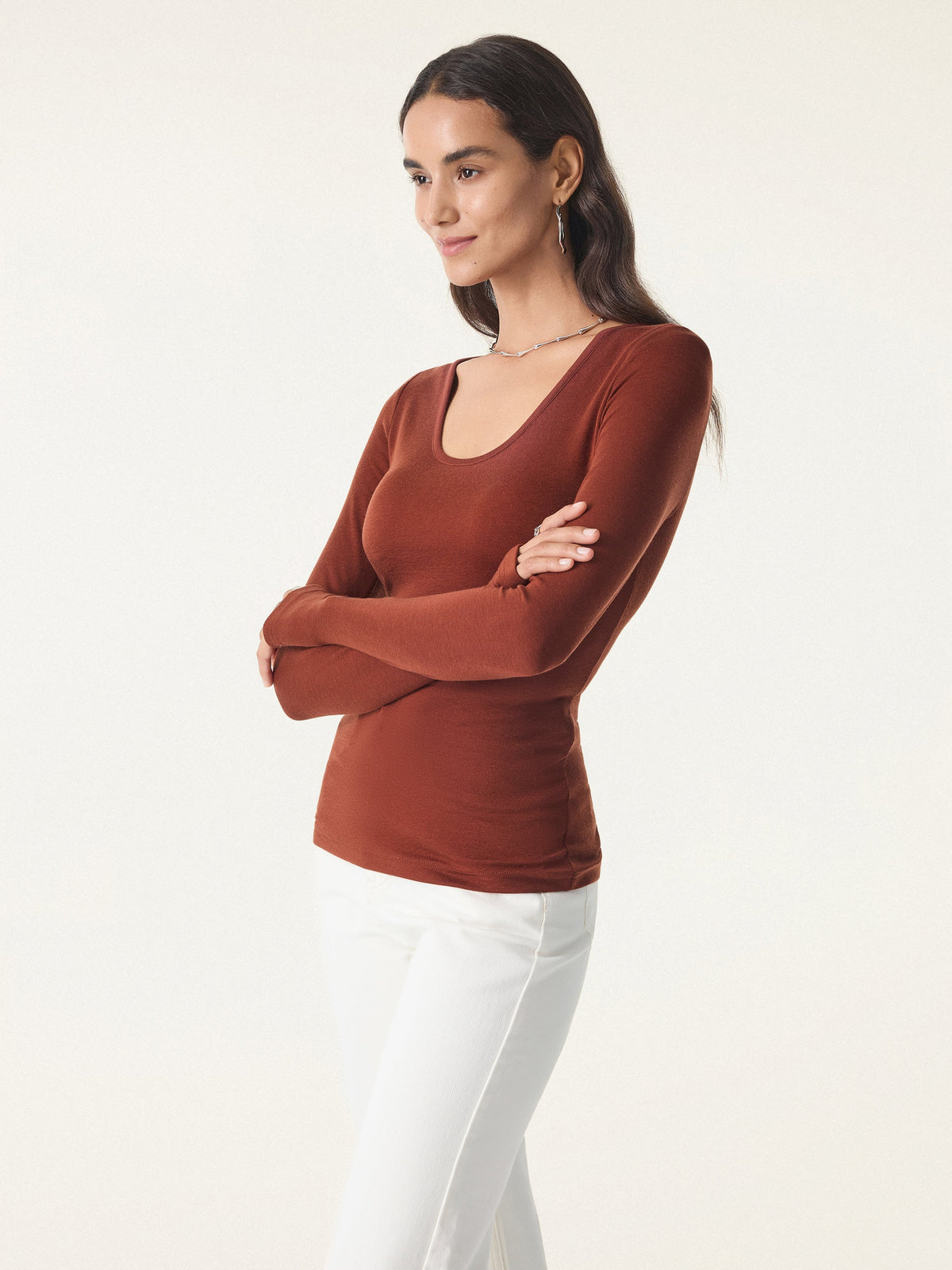Lyocell Cashmere Scoop Neck Thumbhole Bra Top — original photo 3
