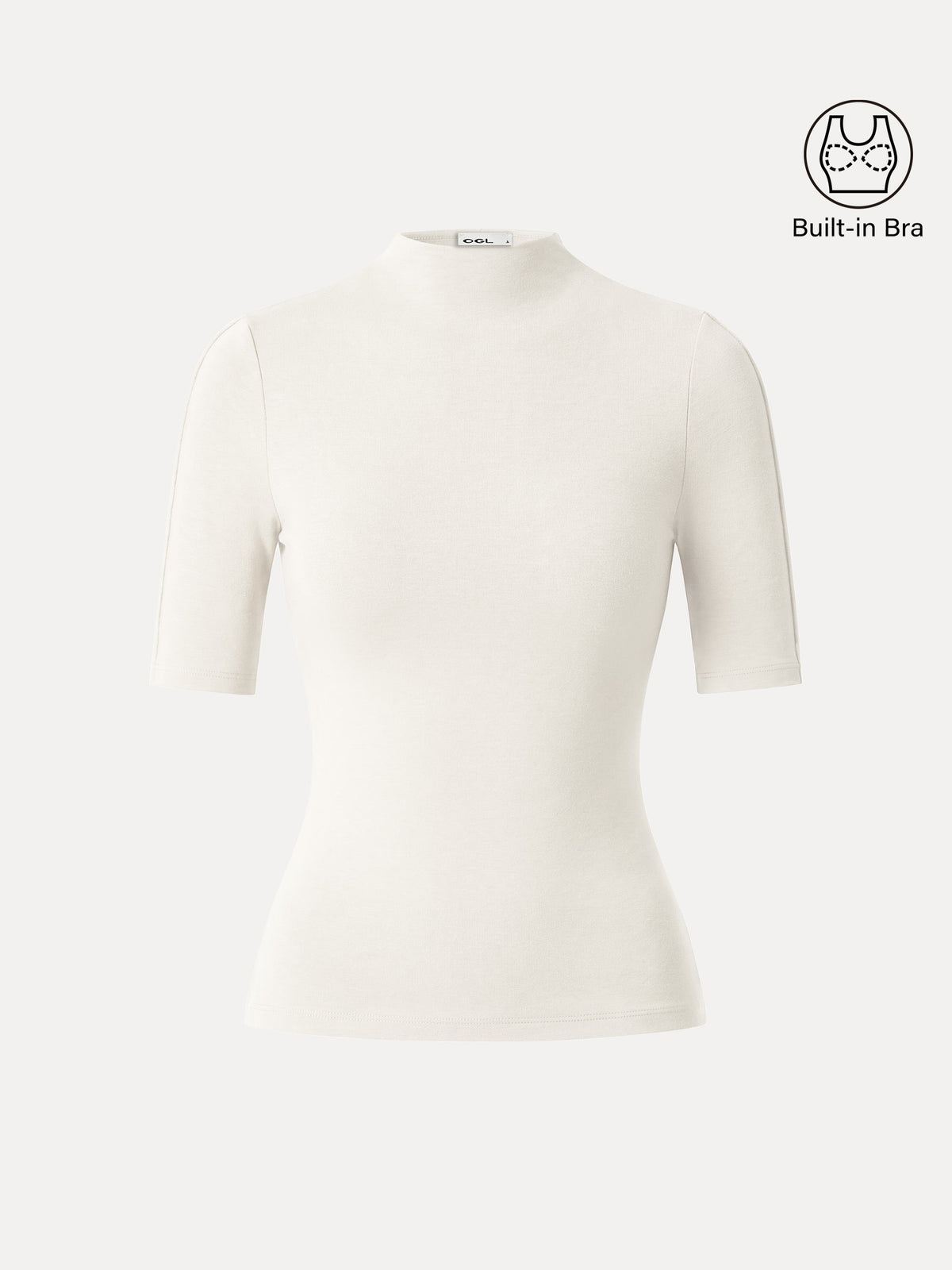 LiteWarm Mock Neck Elbow Sleeve Pintuck Built-In Bra Top — original photo 9