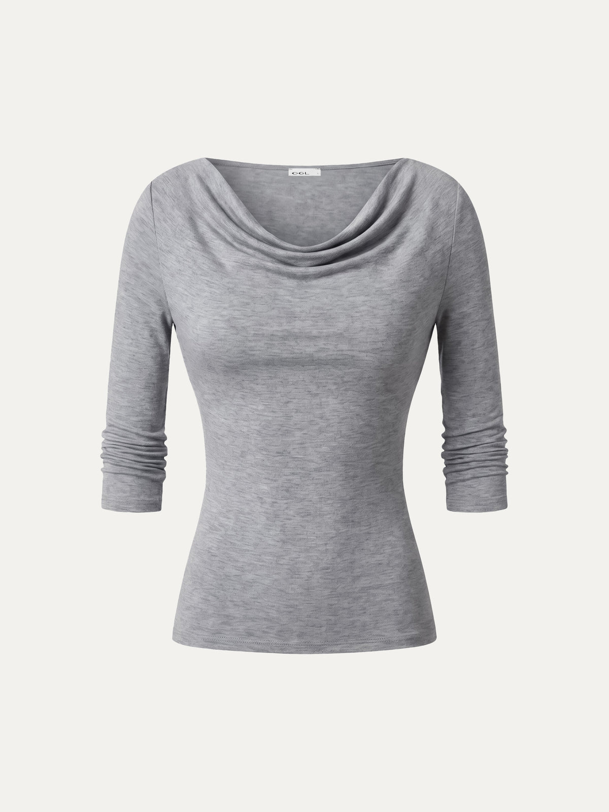 LiteWarm Lyocell-Wool Cowl Neck 3/4 Sleeve Ruched Cuff Top — original photo 6