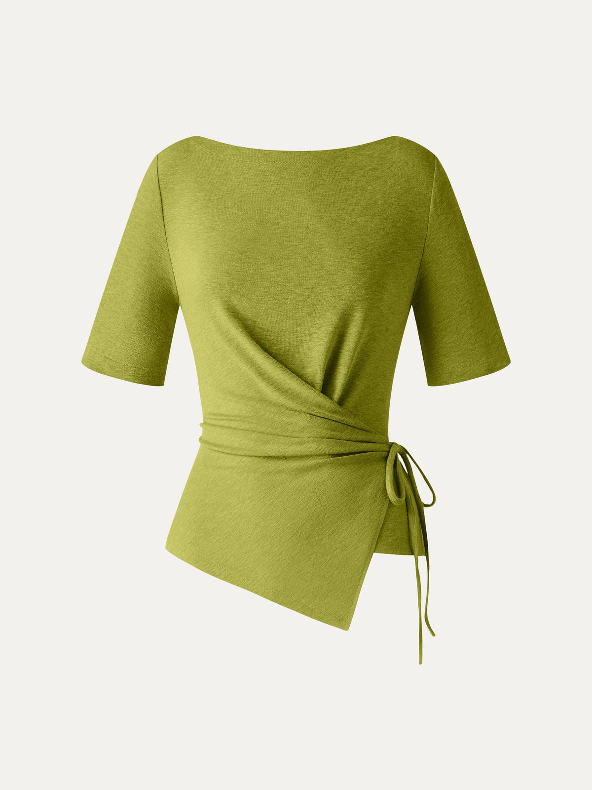 LiteWarm Slash Neck Short Sleeve Tie-Side Top — original photo 13